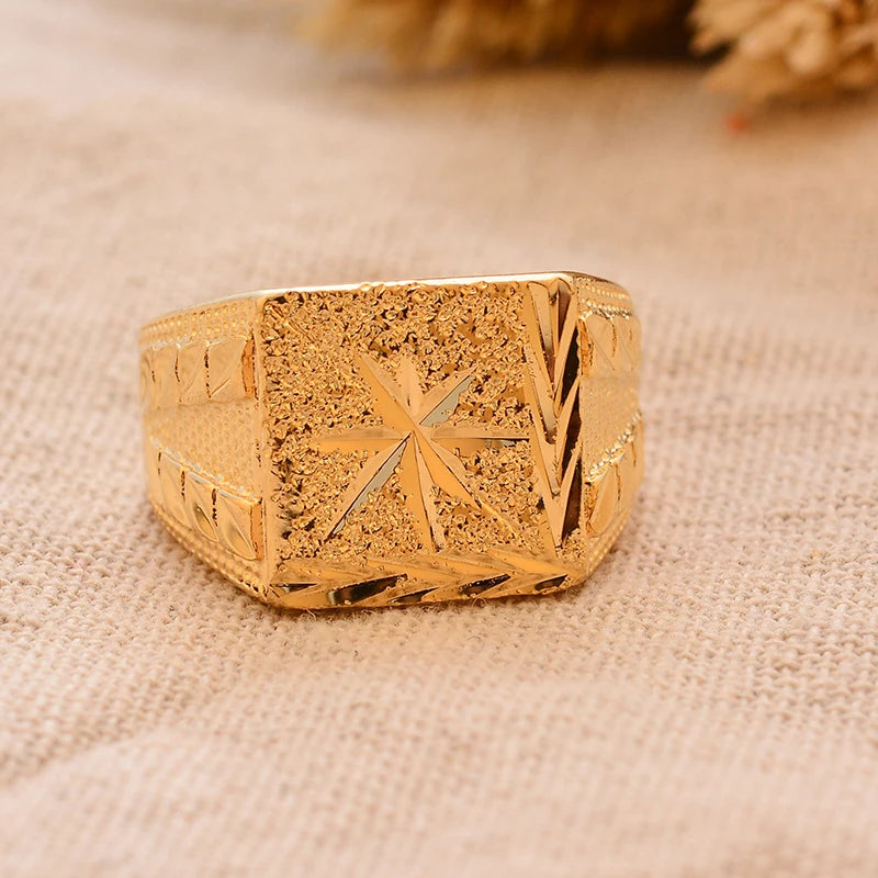 Bague Homme Couleur Or - Style Dubai Moyen-Orient