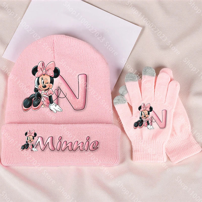 Ensemble Bonnet & Gants Fille Minnie Mouse - Tricot Chaud Disney Hiver