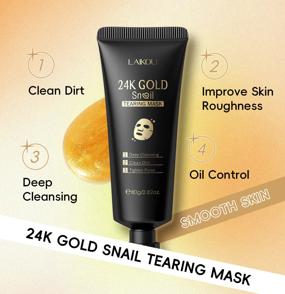 Masque Peel-Off Or 24K Femme - Hydratant Illuminateur Contrôle Sébum Réducteur Rugosité Tous Types de Peau