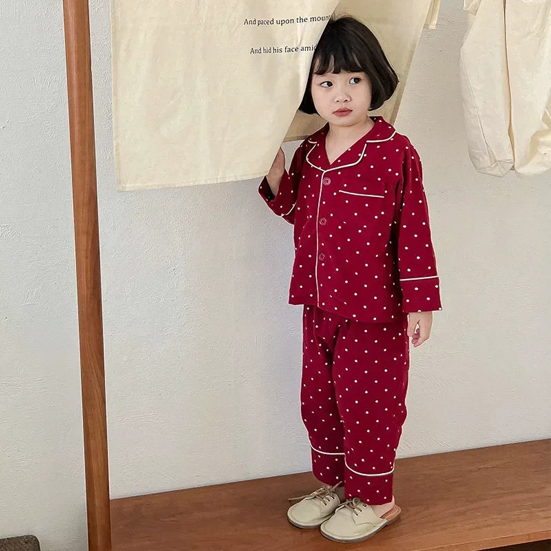 Pyjama Noël Enfant - Ensemble Coton Carreaux 2 Pièces Boutons Xmas