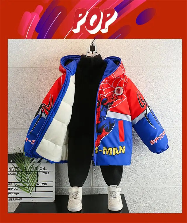 Veste Spiderman Garçon Doublée Polaire - Manteau Chaud Capuche Hiver