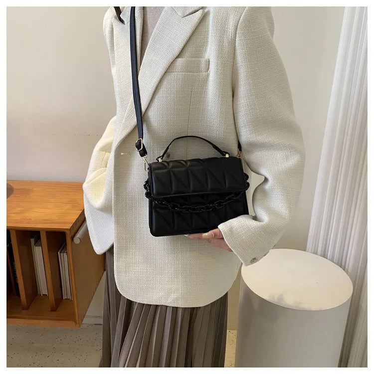 Sac à Main Femme Rétro Petit Carré Chaîne - Épaule Bandoulière Automne Hiver