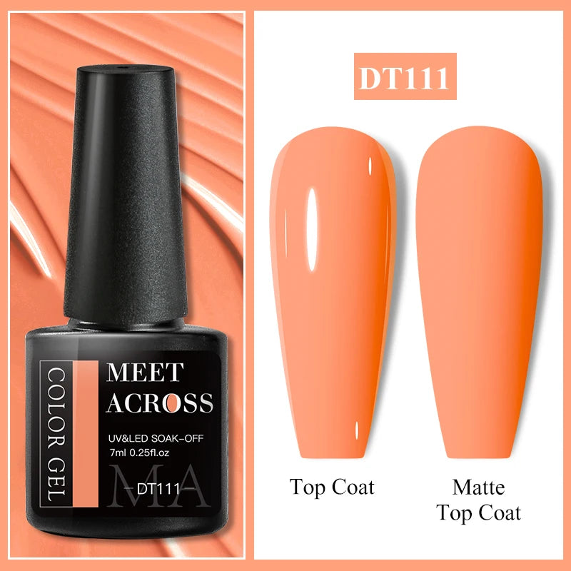 Vernis Gel Base Caoutchouc MEET ACROSS 7ml - Thermochrome Paillettes Gradient UV Manucure Longue Tenue