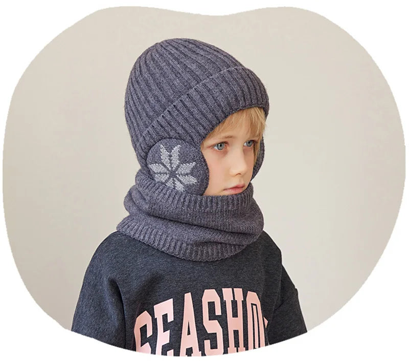 Ensemble 2 Bonnets Tricotés Enfant Doublure Polaire - Chapeau Écharpe Hiver 4-10 Ans