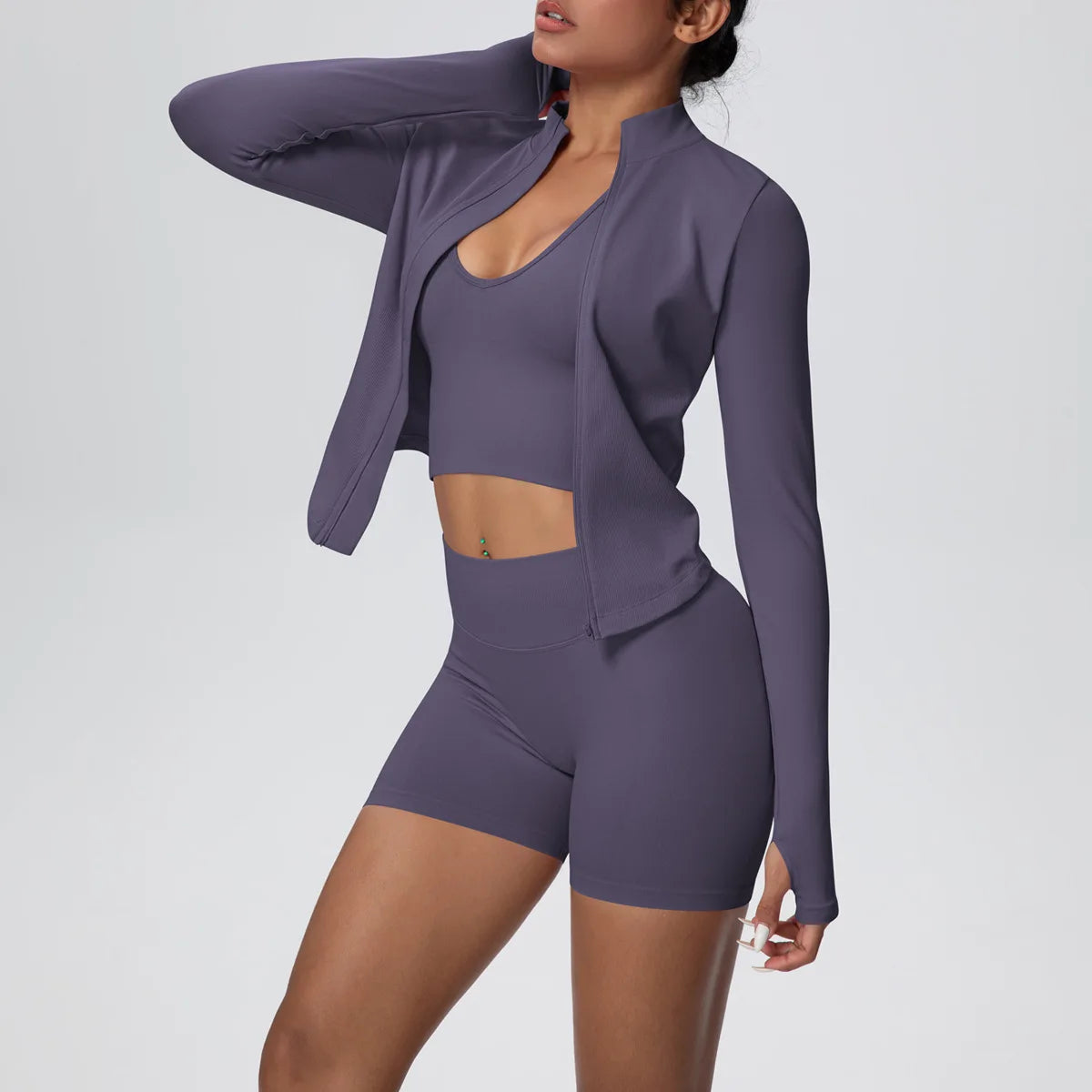 Ensemble Sport Femme 3 Pièces Sans Coutures – Yoga & Fitness