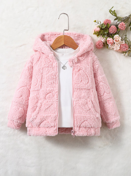 Manteau Cachemire Fille à Capuche Printemps Automne - Veste Chaude Fashion Enfant