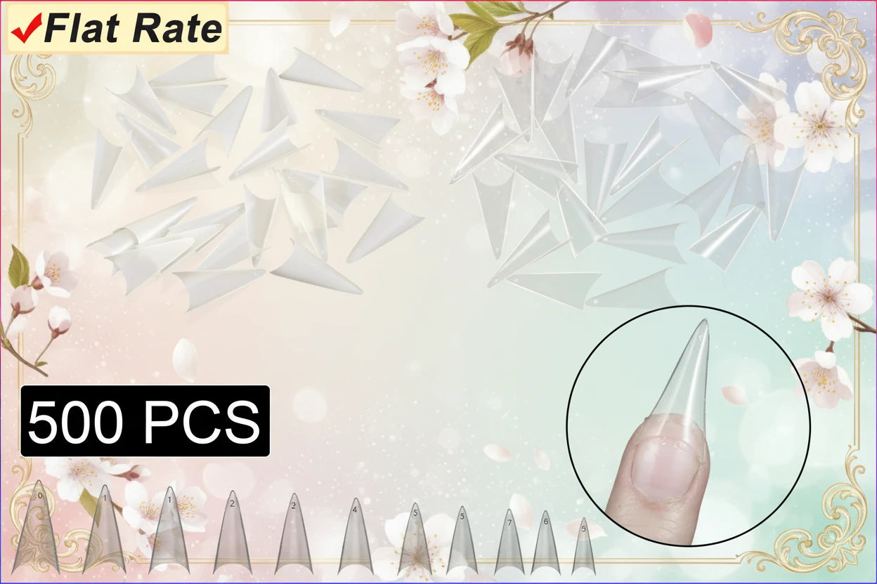 Lot 500 Capsules Ongles Stiletto Courtes XS Faux Ongles Manucure Nail Art Design 10 Tailles Acrylique Capsule