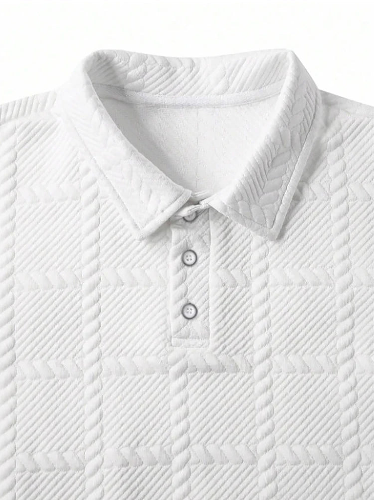 T-Shirt Homme Manches Courtes Été - Chemise Polo Jacquard Carreaux | Mode Décontractée Tendance