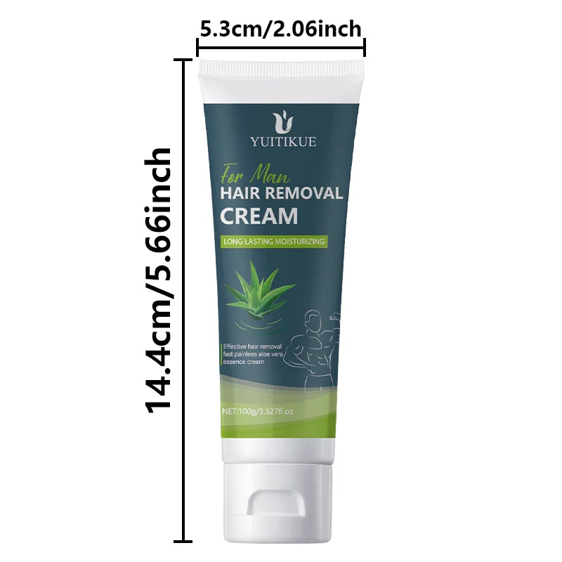 Crème Dépilatoire Homme 100g - Douce Peau Sensible Usage Corps Entier Hydratante Longue Durée Peau Soyeuse