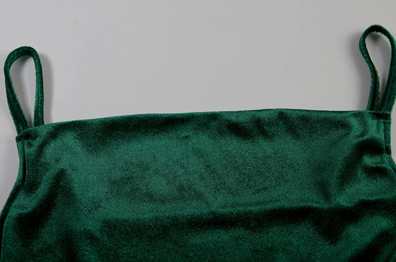 Robe Maxi Velours Col Swing Sans Manches - Fendue Sexy Soirée Élégante Y2K 2024