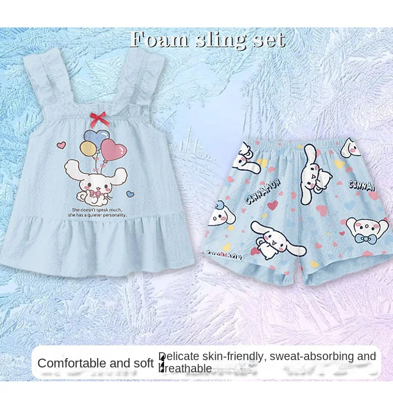 Ensemble Pyjama Enfant Kuromi Cinnamoroll - Set Cartoon Manches Courtes Été