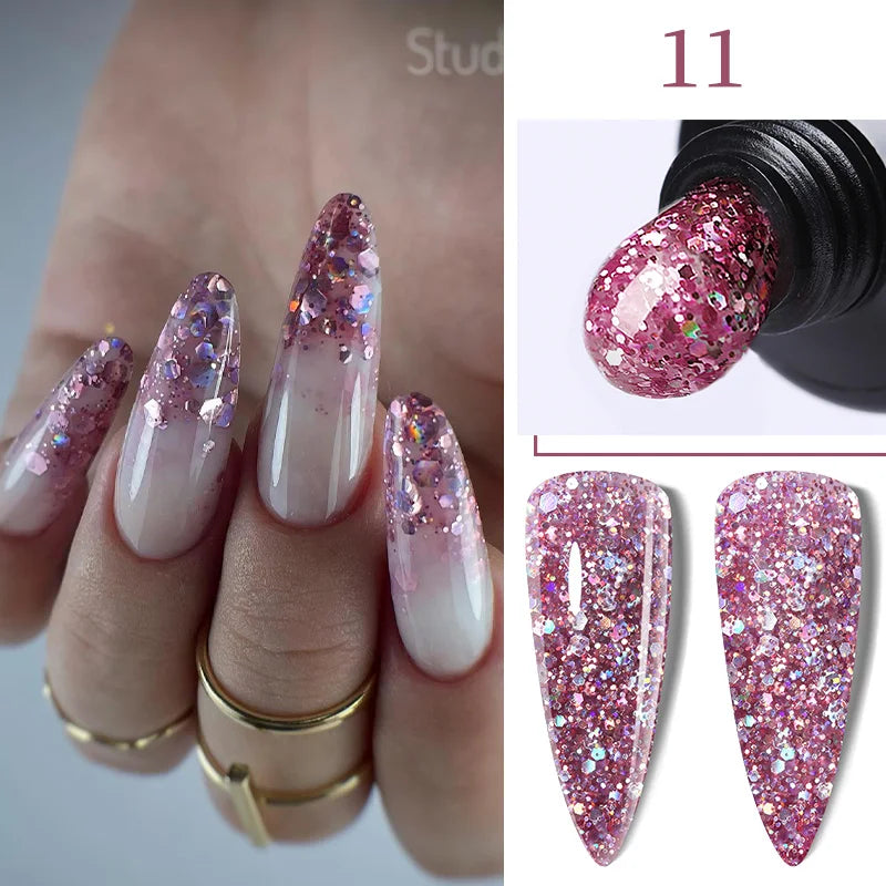Gel Extension Ongles Paillettes LILYCUTE 15ml - Vernis Semi-Permanent UV Construction Nail Art