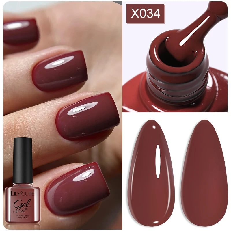 Vernis Gel LILYCUTE Ancora Red Automne Hiver - Semi-Permanent Soak Off UV LED Manucure Nail Art