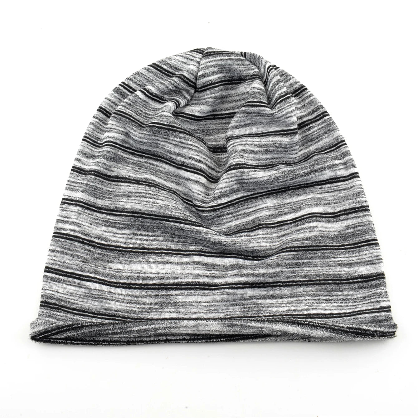 Bonnet Slouchy Rayé Élastique Mixte - Tricot Léger Printemps Automne Grande Tête