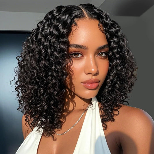 Perruque Bob Courte Cheveux Humains 10 Pouces - Lace Front 5x5 Sans Colle Deep Wave