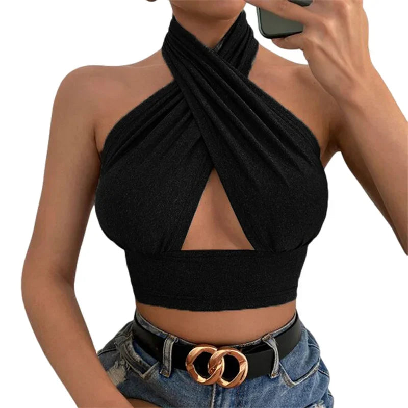 Top Halter Y2K Femme Dos Nu Été