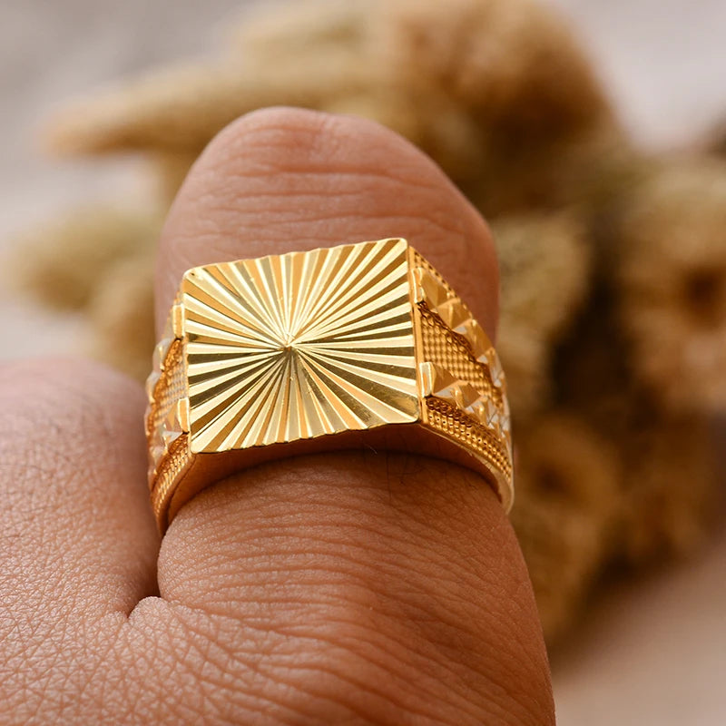 Bague Homme Couleur Or - Style Dubai Moyen-Orient
