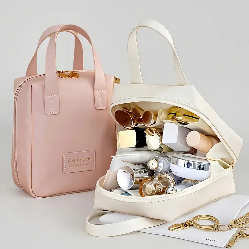 Sac de Maquillage de Voyage Portable Grande Capacité Organisateur Cosmétique Haut de Gamme Trousse de Toilette Élégante pour Cosmétiques