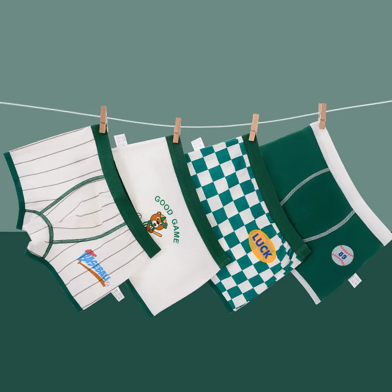 Lot 4 Boxers Garçon Dinosaure - Sous-Vêtements Coton Doux Respirants 2-14 Ans