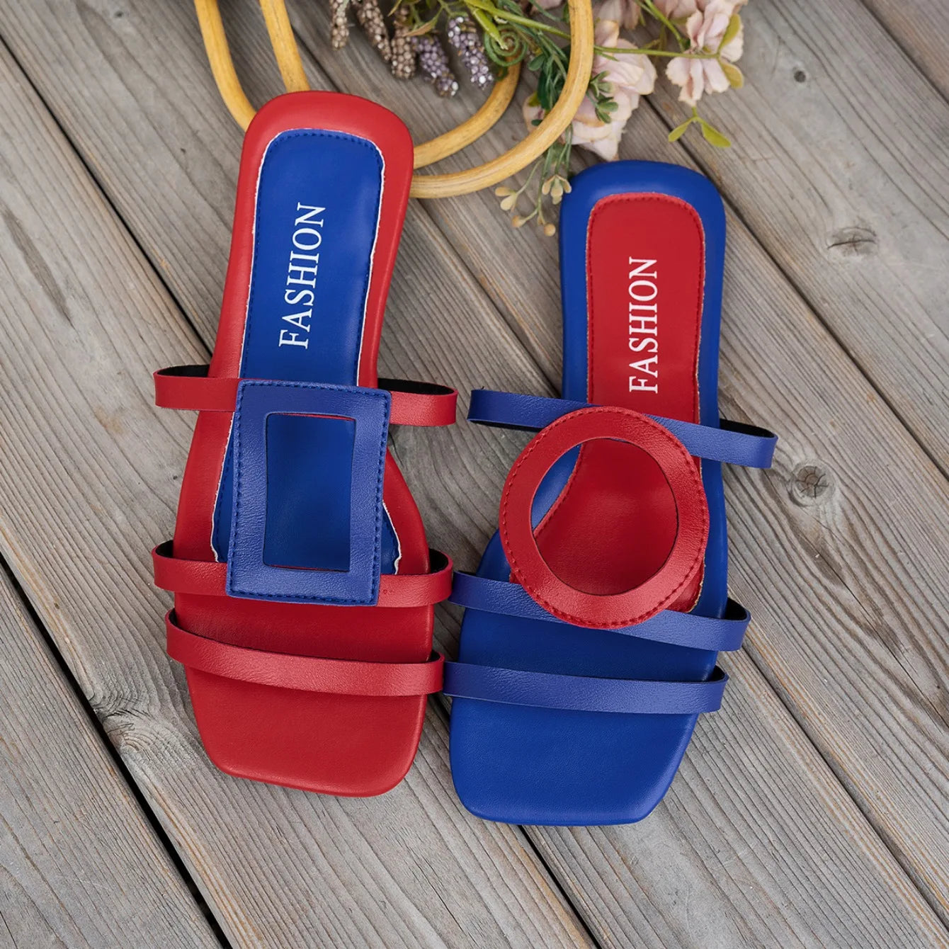 Mules Femme Plates Été - Sandales Casual Antidérapantes Luxe Intérieur/Extérieur