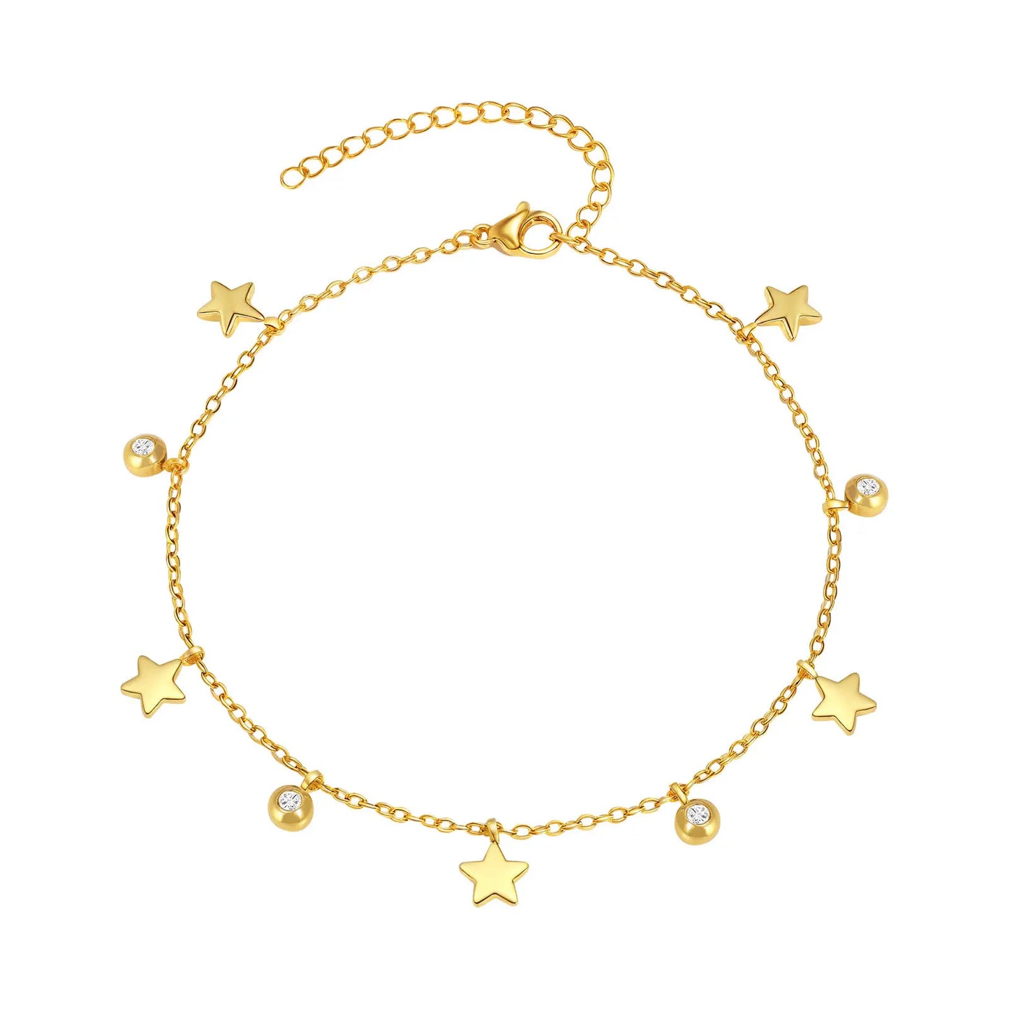 Waterproof Stainless Steel Foot Chain Anklet Women, Crown/ Butterfly /cross/ Star Dangle Anklets Adjustable Link