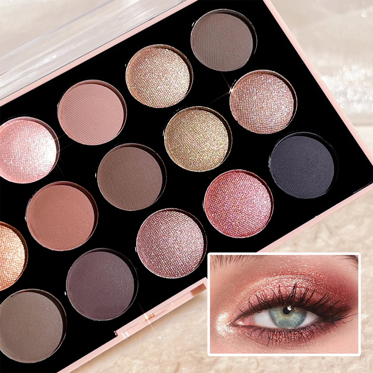 Palette Fard à Paupières 18 Couleurs Nacré Mat Shimmer Fin Paillettes Tons Terre Longue Tenue Haute Performance