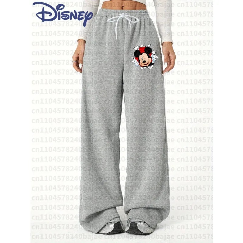 Pantalon Jogging Disney Mickey Femme - Sweatpants Casual Automne Hiver Taille Élastique Oversize