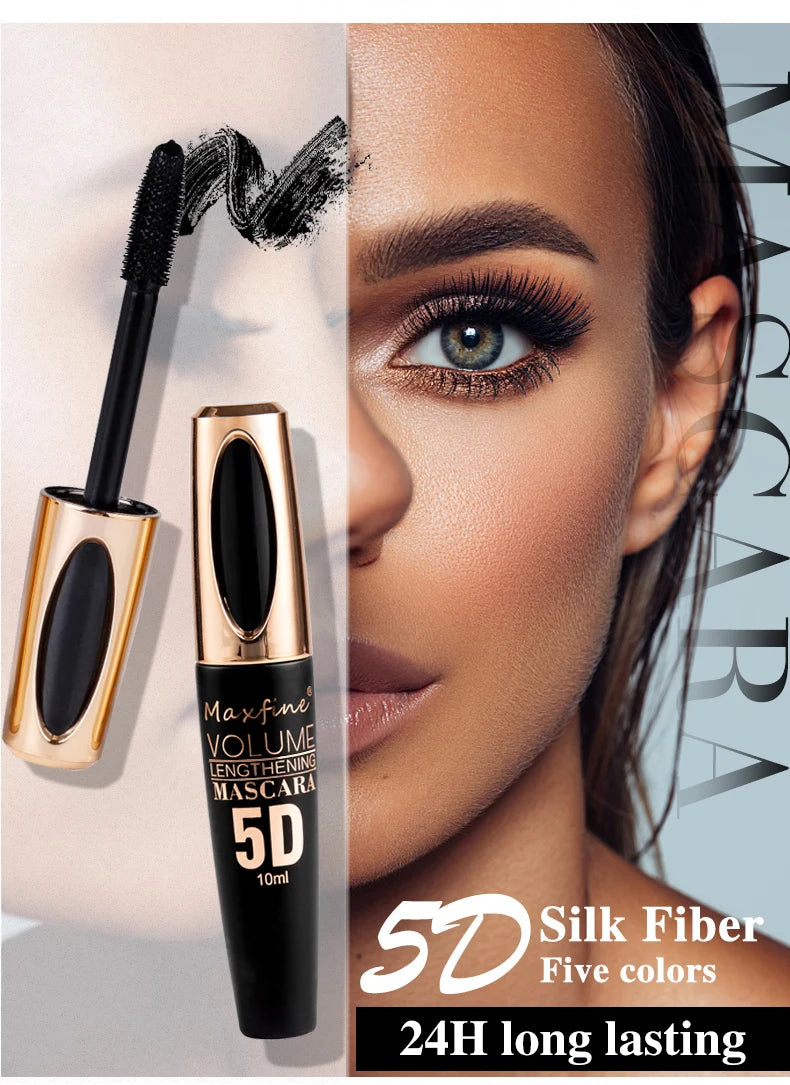 Mascara 5D Soie Regard Intense - Waterproof Volumateur Allongeant Noir Intense Longue Tenue Anti-Paquets