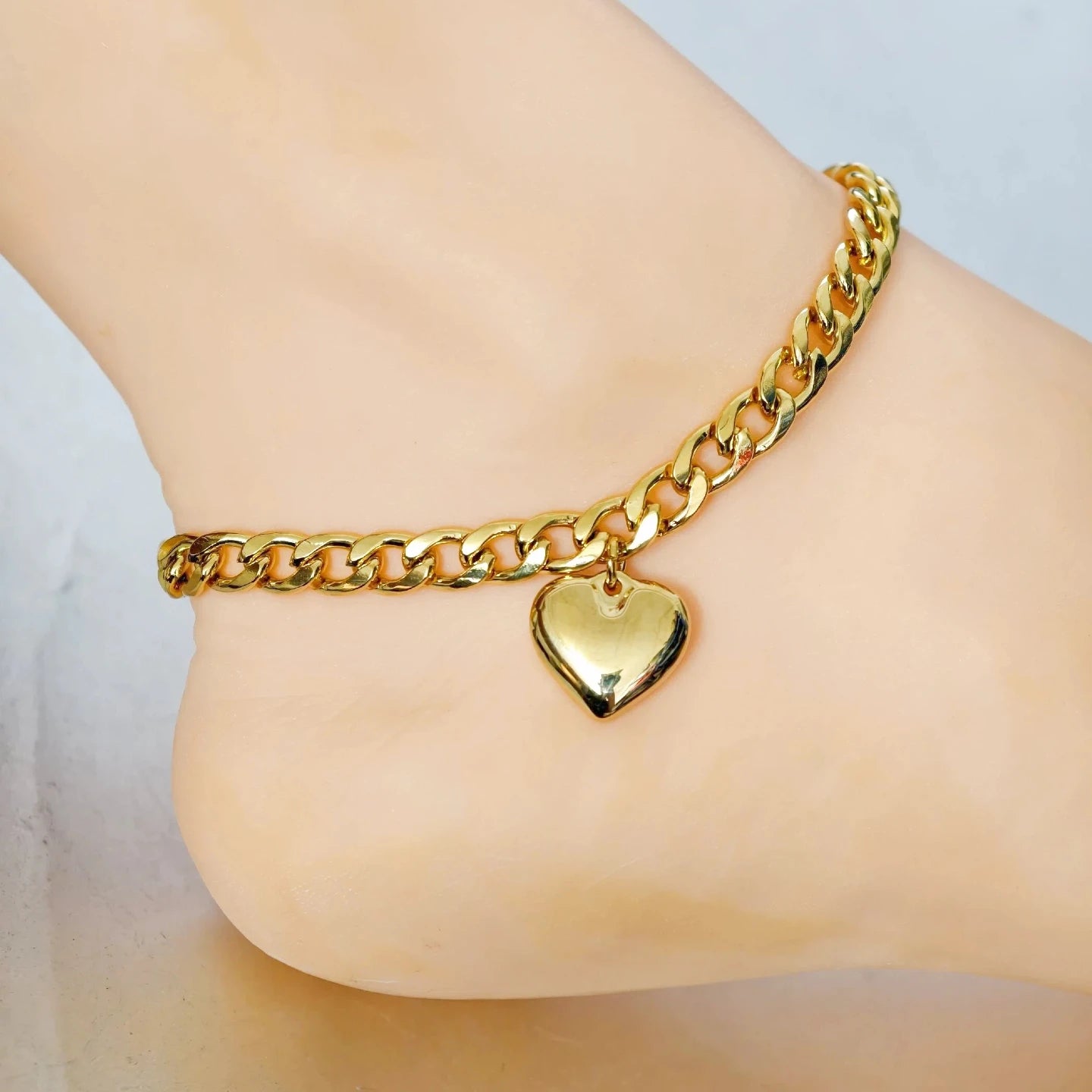 Chaîne de Cheville Punk Cuban Link Or Argent - Bracelet Pied Acier Inoxydable Femme