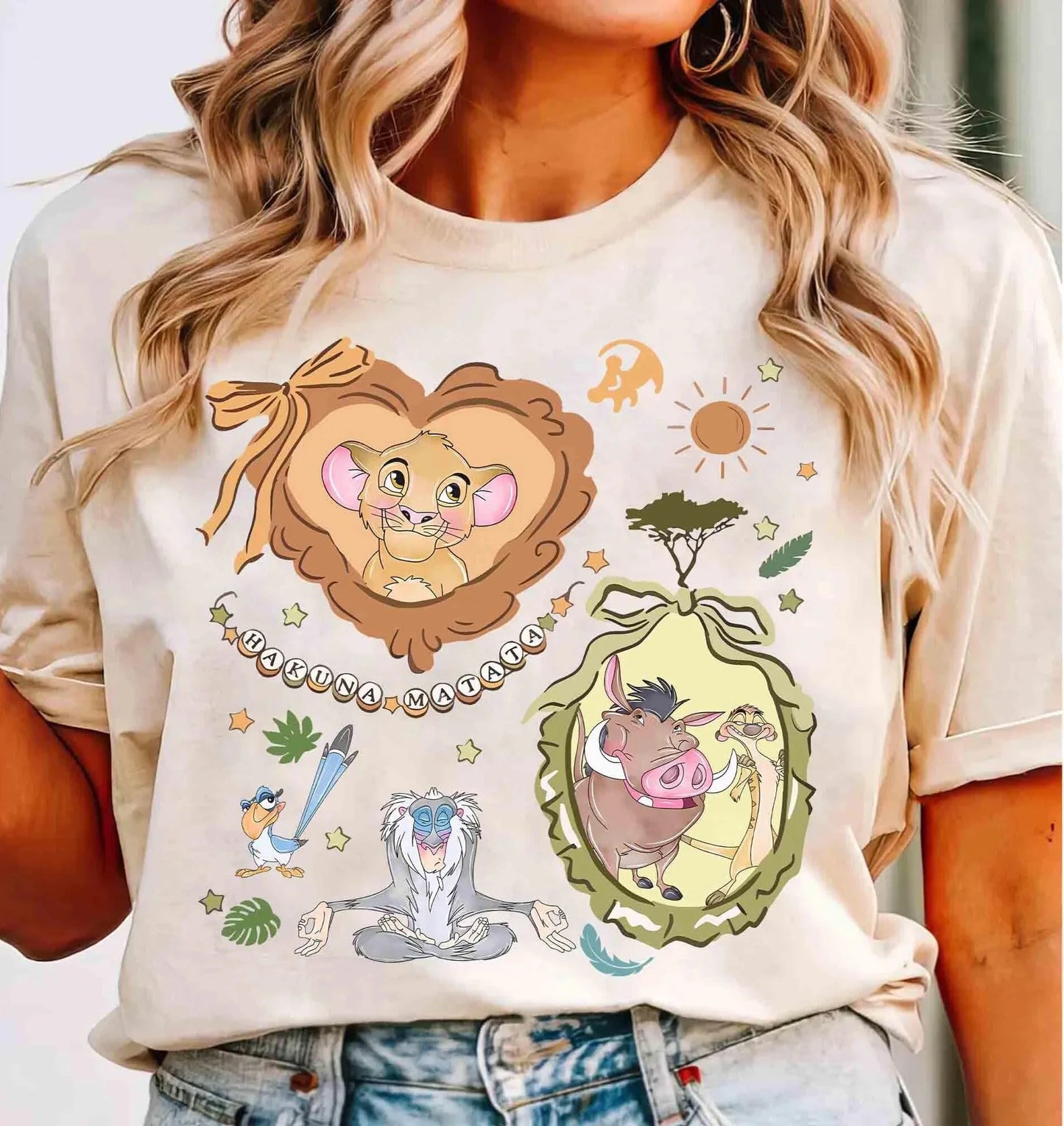 T-Shirt Disney Le Roi Lion Simba Graphique - 100% Coton Loose Casual Été Unisexe