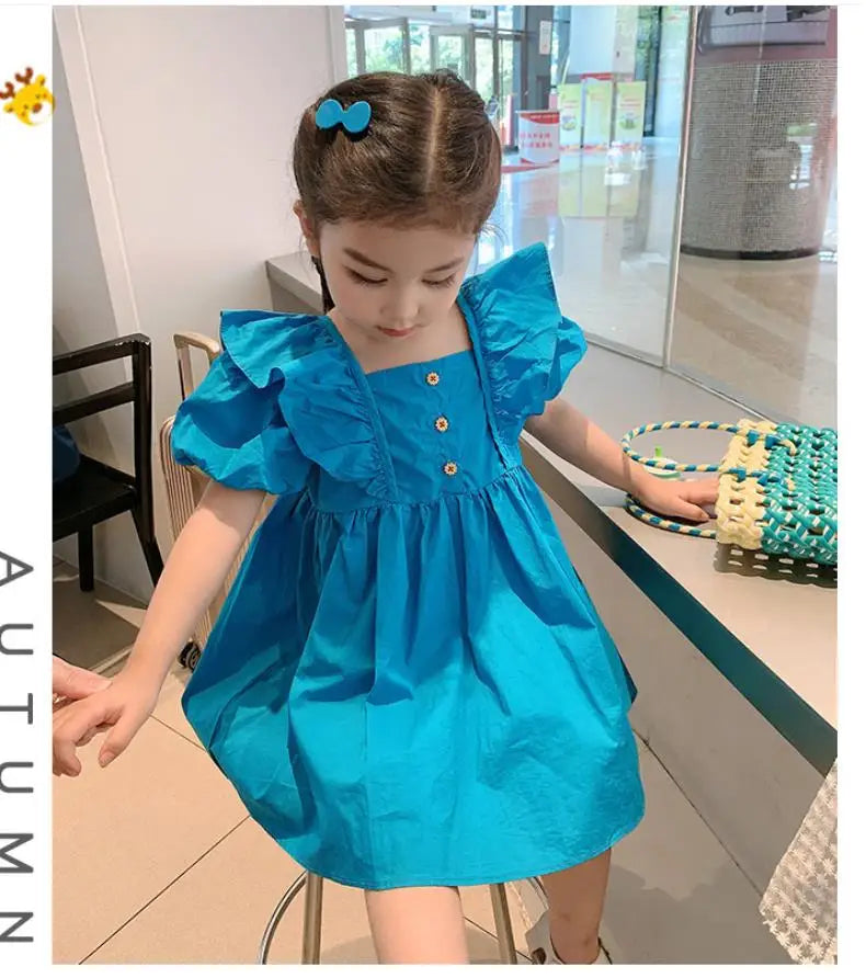 Robe fille été vichy - Manches ballon et bretelles