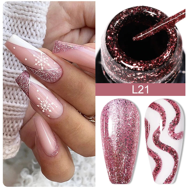 Gel Liner Paillettes Réfléchissantes LILYCUTE 5ml - Vernis Semi-Permanent French Line Nail Art