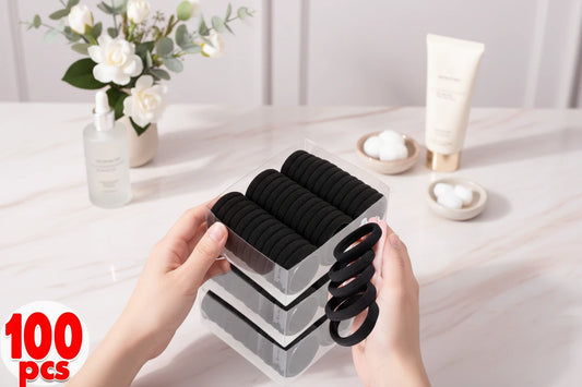 Élastiques Cheveux Haute Élasticité Femme Fille - Chouchous Noirs Basiques Attache Queue de Cheval Bandeau Accessoires Cheveux