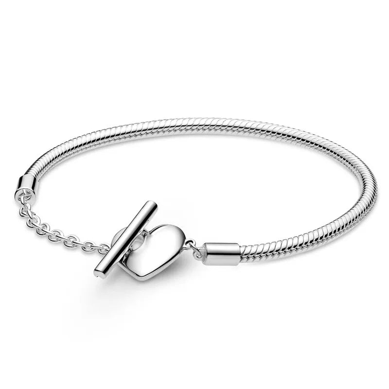Bracelet Argent 925 Saint-Valentin Amour Romantique - Bijou Femme Multi-Style DIY Haut de Gamme