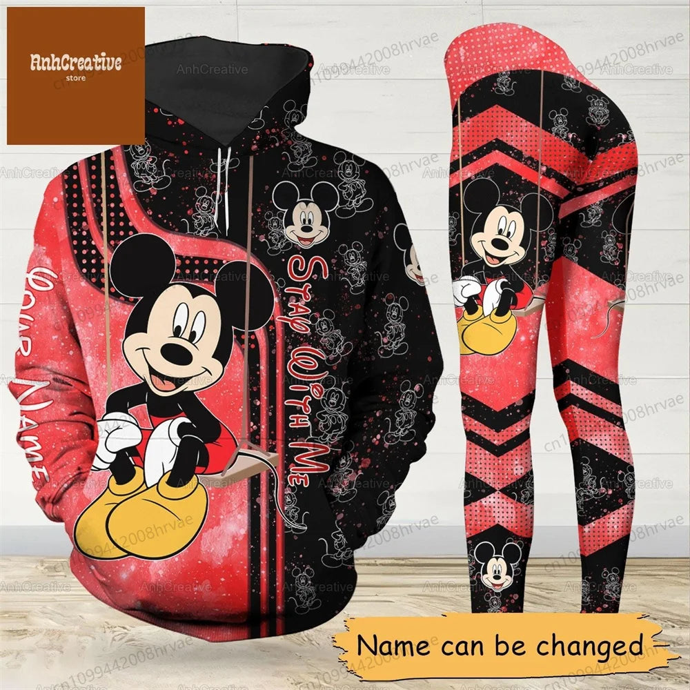 Ensemble Minnie Mouse Femme - Sweat à Capuche + Legging Yoga Disney Streetwear