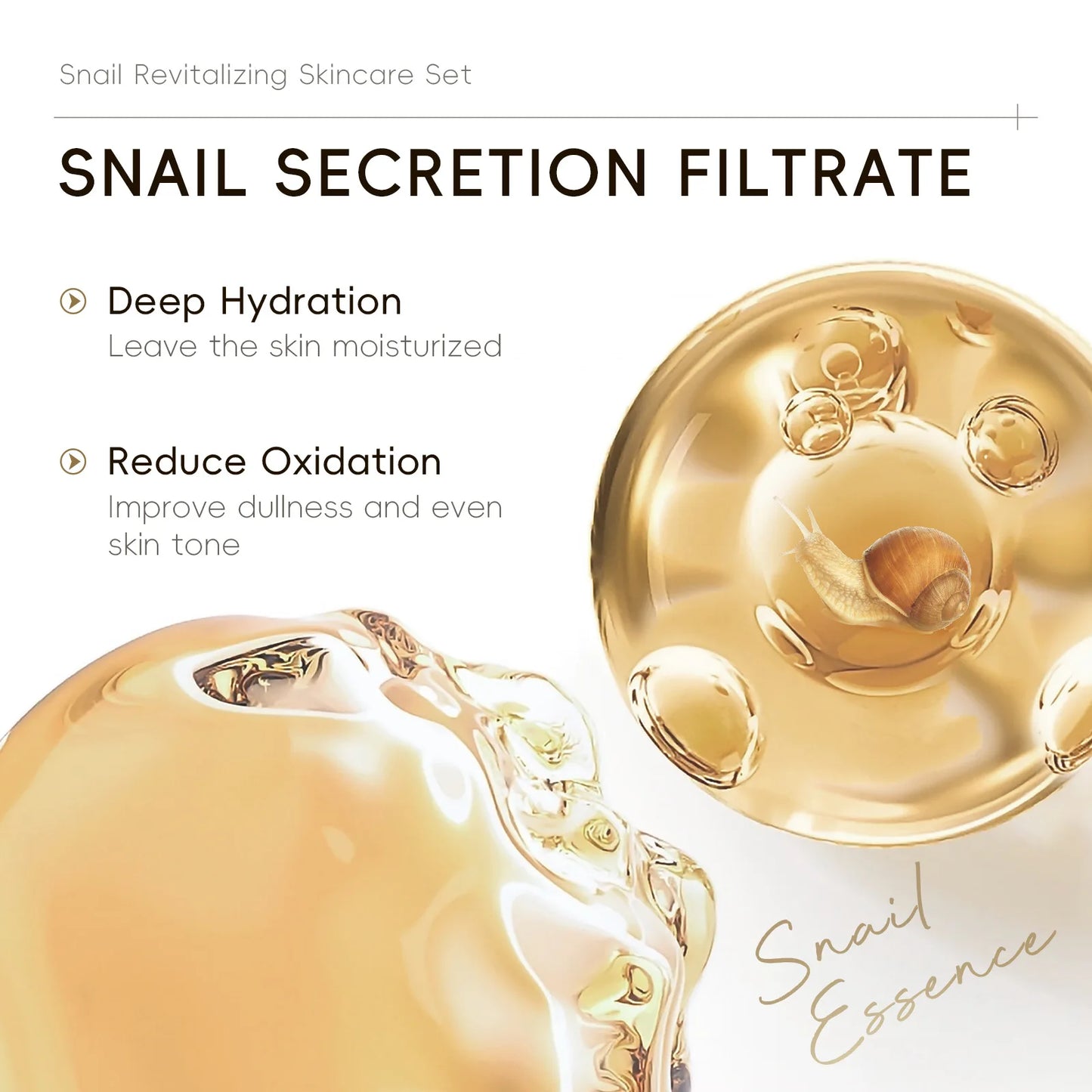 Set Luxe Sérum Or 24K Bave d'Escargot - Crème Yeux Essence Réparation Hydratant Anti-Rides Pores Lissant Soin Visage