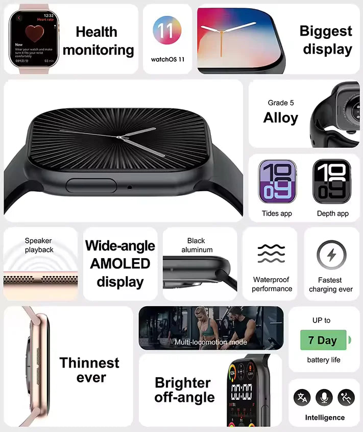 Montre Connectée GPS Series 10 - Smartwatch Bluetooth Étanche NFC Musique Vidéo Android iOS