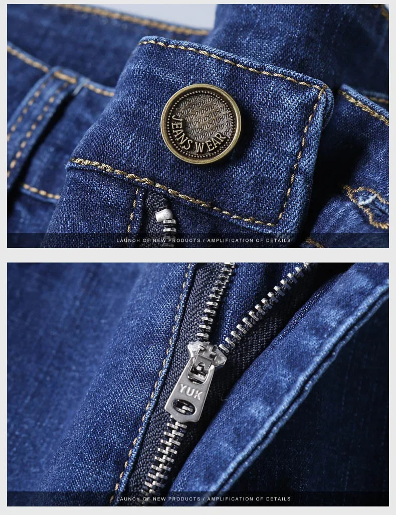 Jean Droit Classique Homme - Noir ou Bleu Micro-Élastique