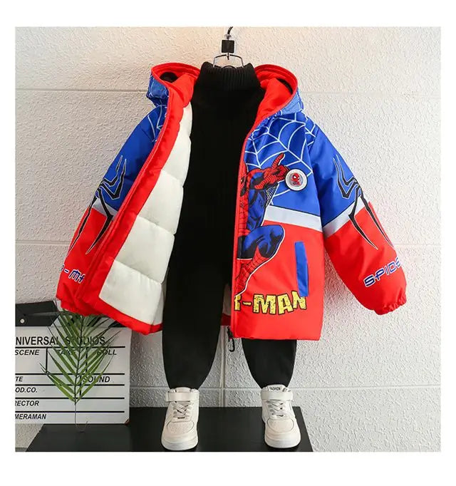 Veste Spiderman Garçon Doublée Polaire - Manteau Chaud Capuche Hiver