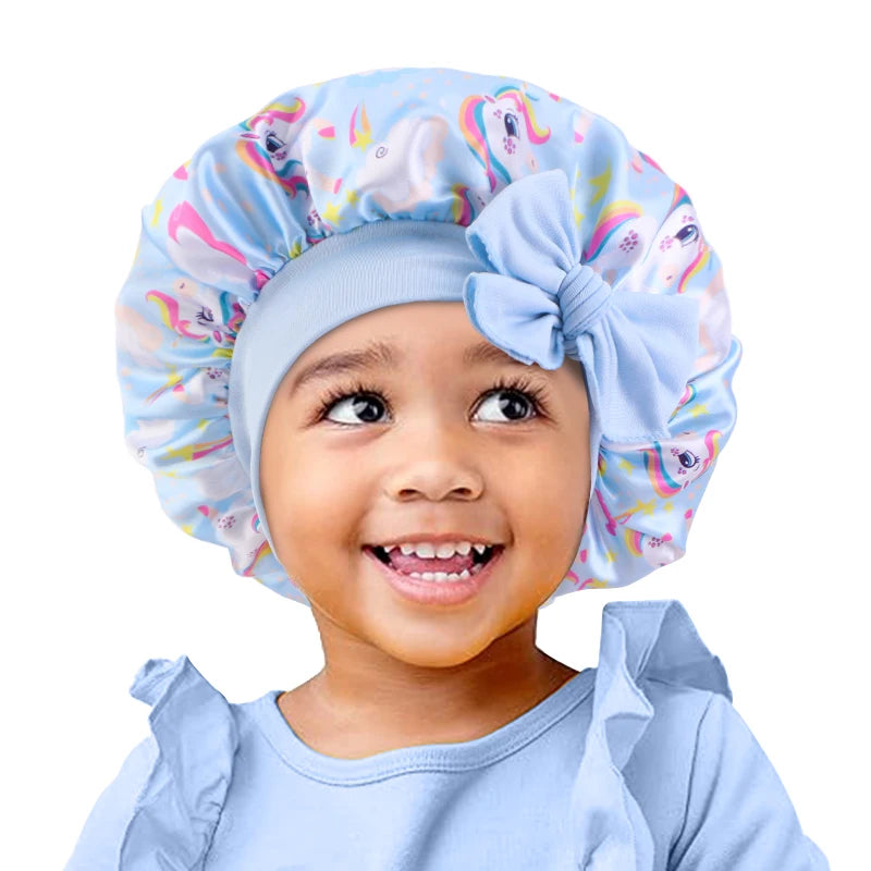 Bonnet Licorne Enfant Coloré - Chapeau Sommeil Élastique Ruban Bébé