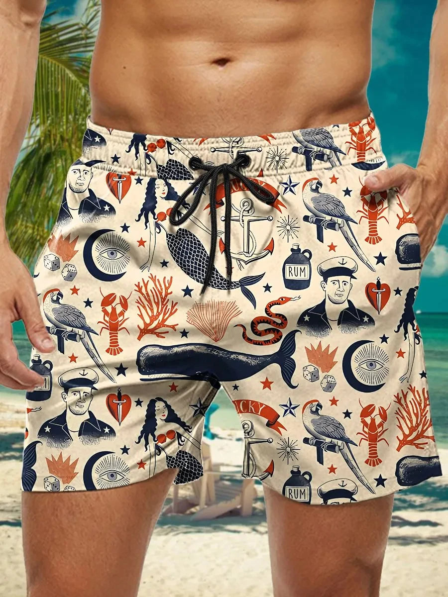 Short de Bain Homme Hawaïen Imprimé Floral 3D - Maillot Séchage Rapide Plage Sport Été