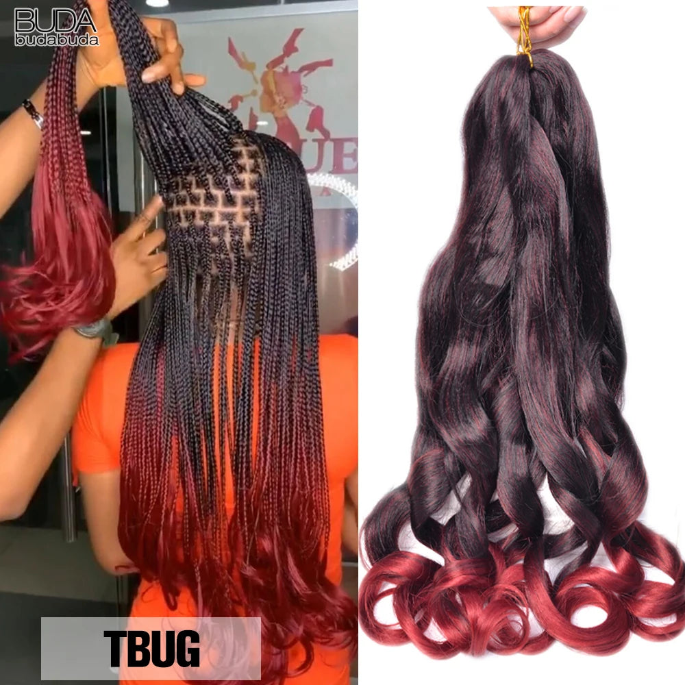 Extension Tresses French Curls Pré-Étirées - Mèches Synthétiques Loose Wave Spiral Curl Haute Température Ombré