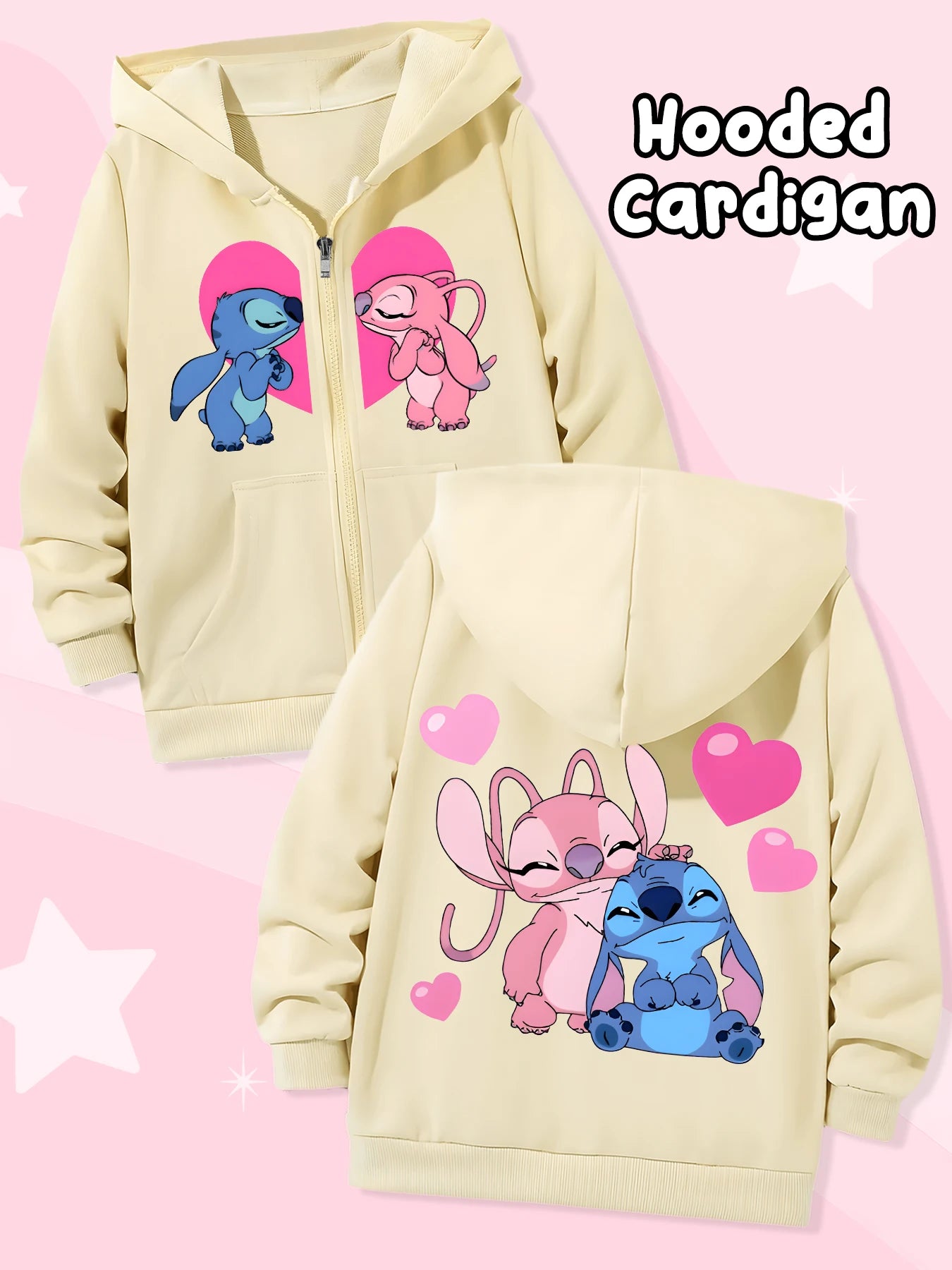 Gilet Zippé à Capuche Enfant Disney Stitch - Cardigan Fashion Imprimé - Casual Quotidien