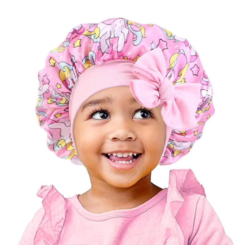 Bonnet Licorne Enfant Coloré - Chapeau Sommeil Élastique Ruban Bébé