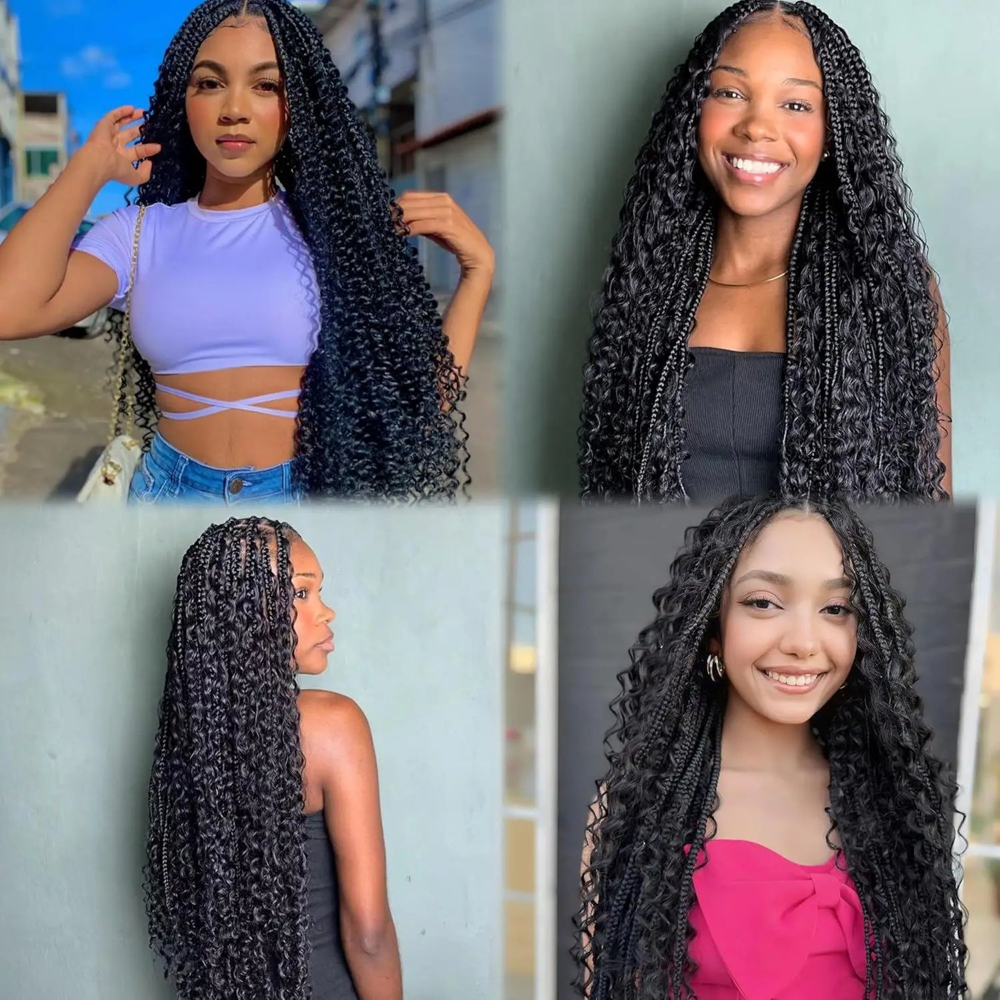 Mèches Cheveux Humains Tressage Deep Wave 100g - Sans Trame Micro Braiding Boho Braids