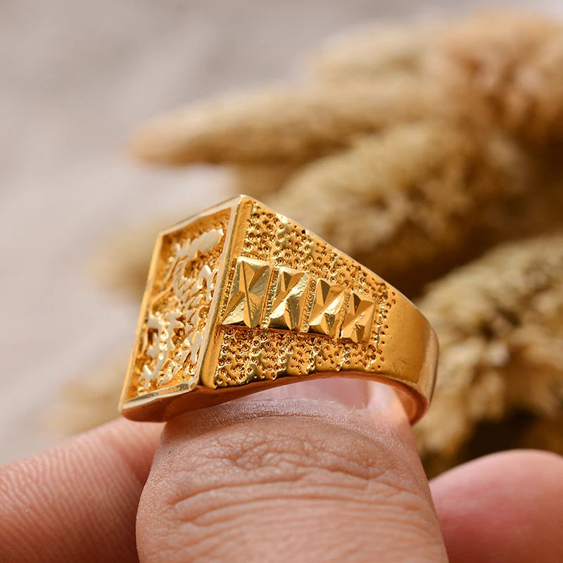 Bague Homme Couleur Or - Style Dubai Moyen-Orient