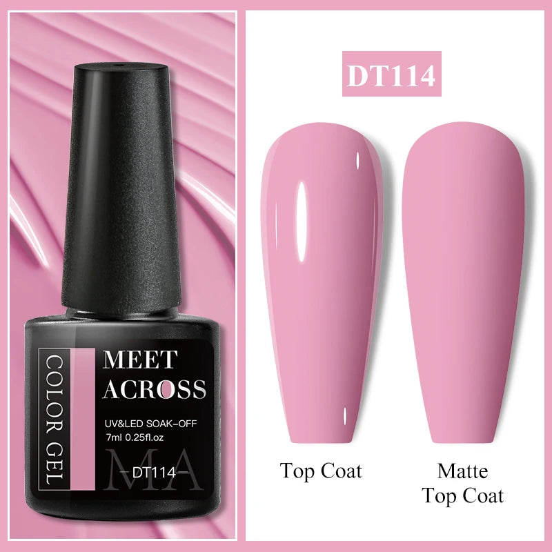 Vernis Gel Base Caoutchouc MEET ACROSS 7ml - Thermochrome Paillettes Gradient UV Manucure Longue Tenue