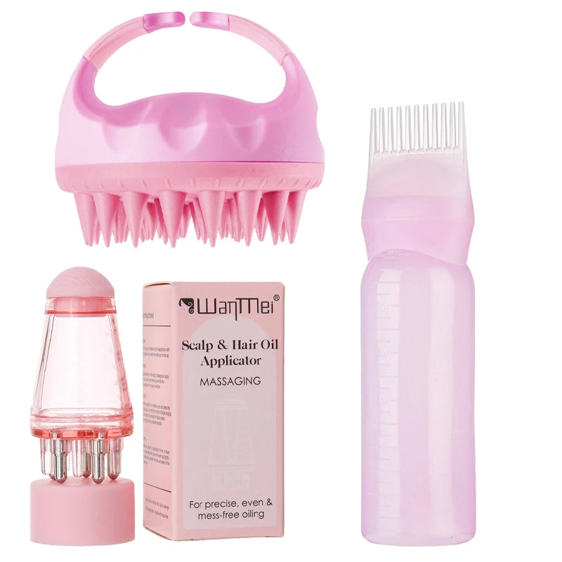 Set Soin Cuir Chevelu Professionnel 2/3 Pièces - Brosse Massage et Applicateur Huile | Croissance Cheveux