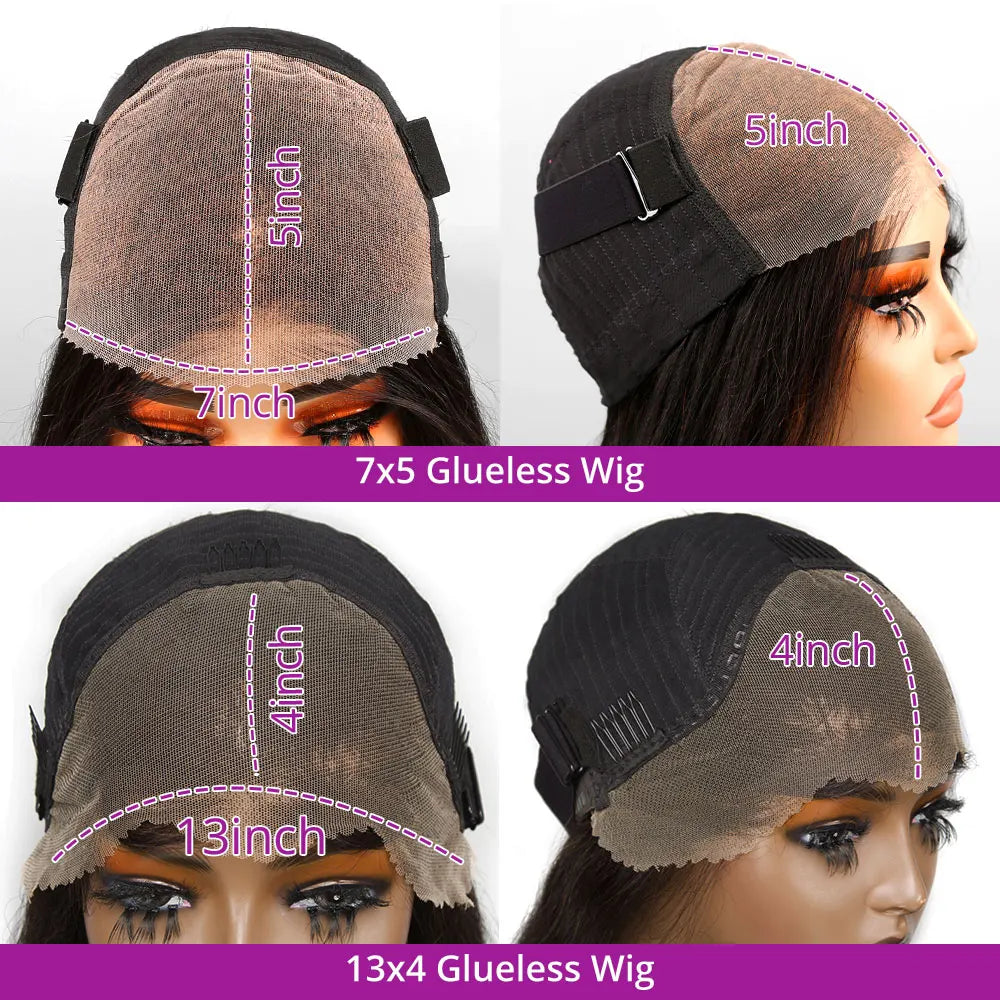 Perruque Bob Water Wave Glueless 13x6 7x5 Pré-Découpée - Cheveux Naturels Lace Frontal Sans Colle Pré-Plumée