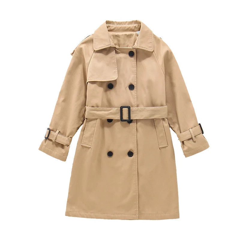 Trench Fille Ado Long - Manteau Coupe-Vent Style Anglais Printemps Automne
